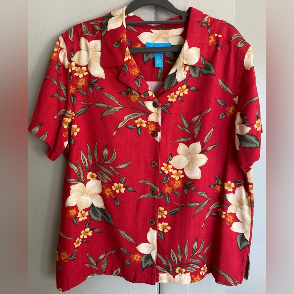 Island Winds Red Floral Hawaiian Shirt